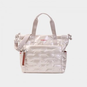 Women's Hedgren Puffer Tote Bags White Beige | KWZ9217JV